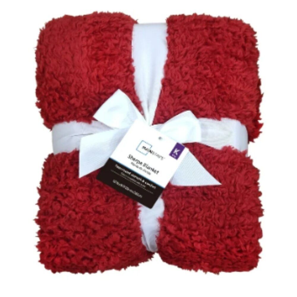 Mainstays Soft Shrepa Faux Shearling Blanket Red King 102/90 Unisex Design